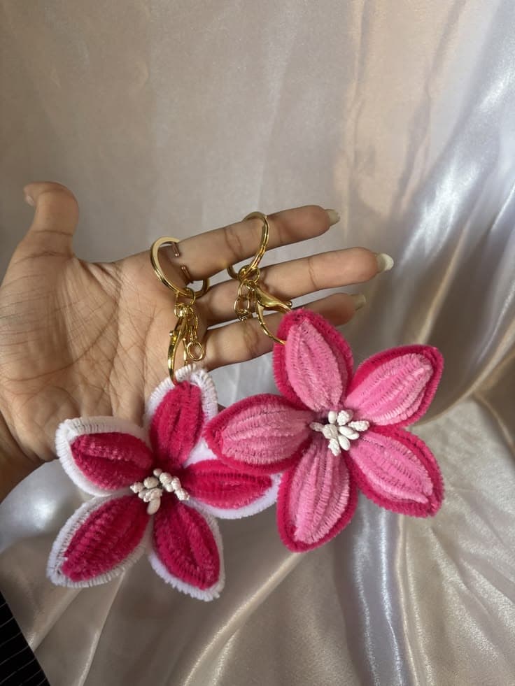 Pink Blossom Keychain Pair