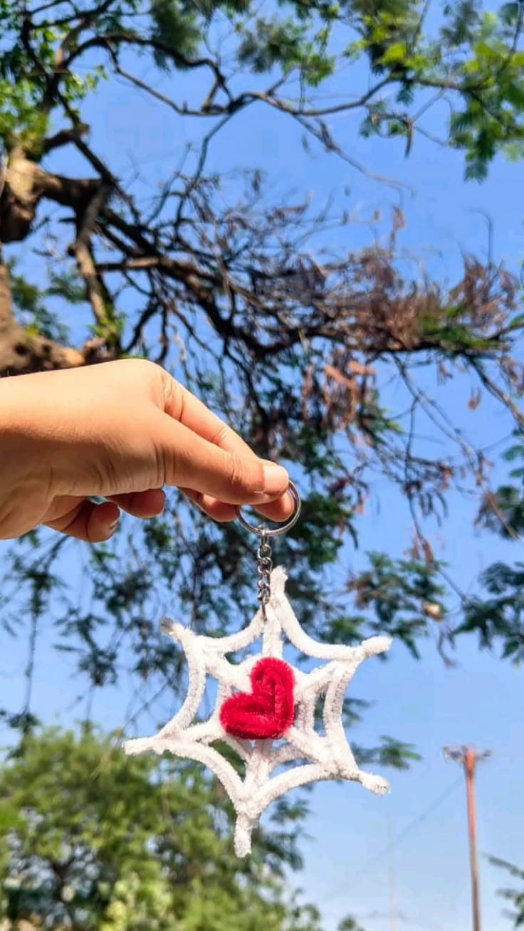 Spiderweb Heart Keychain